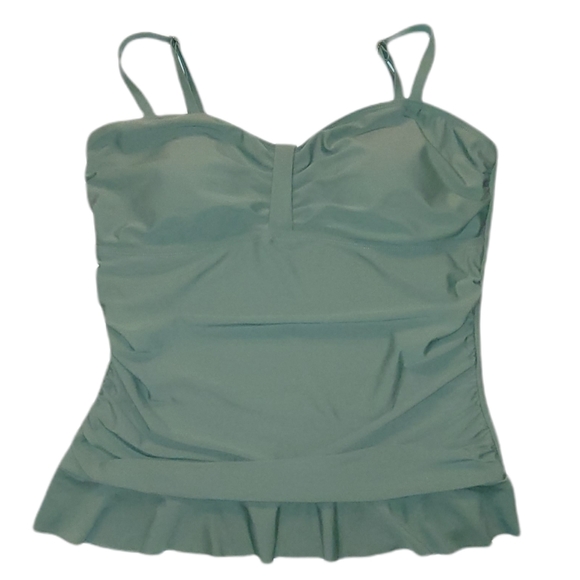 Hilor Tankini Retro Ruched Swimsuit Top with Ruffled Peplum Hem New Without Tag - Picture 12 of 12